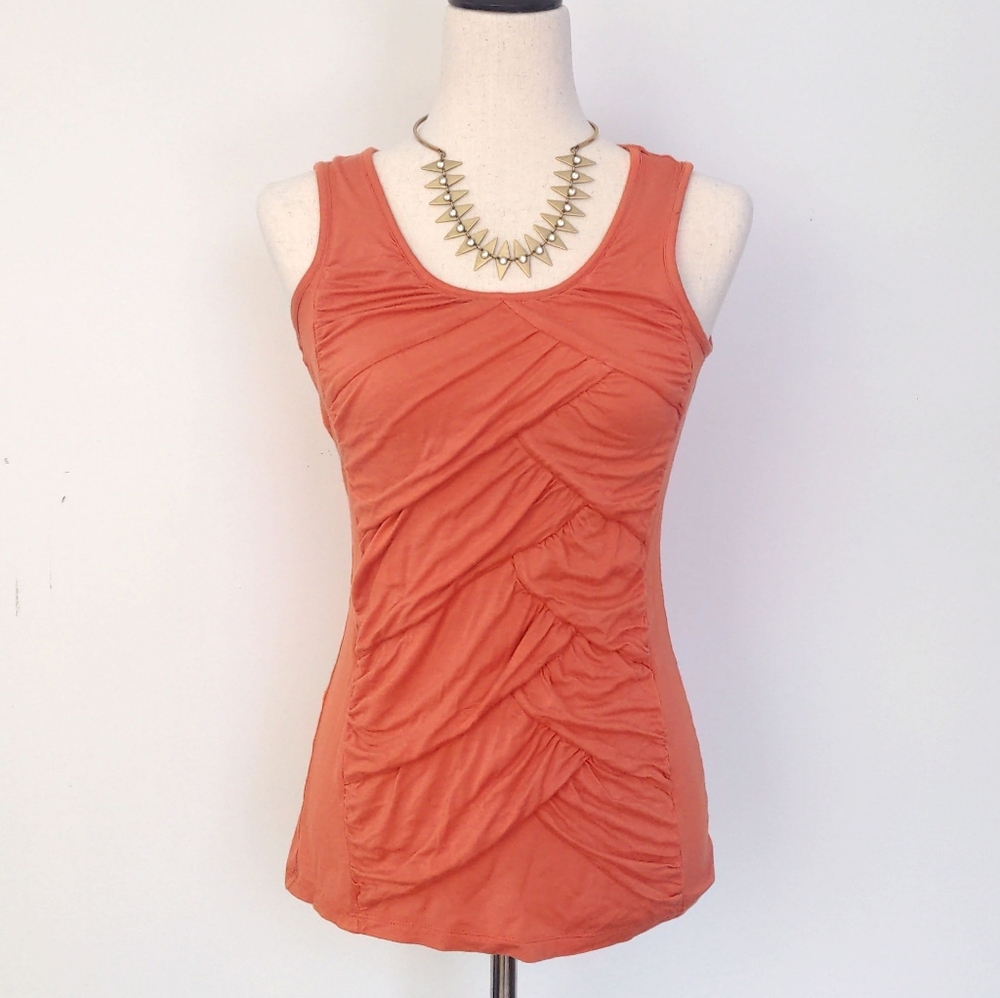 Layered Modest Orange Sleeveless Top, Size Small